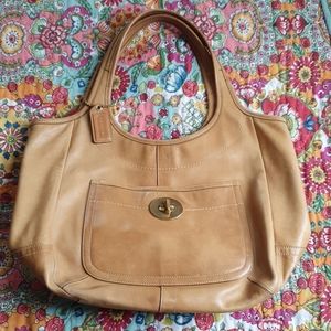 EUC Tan leather Coach tote bag